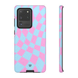 BLUE PINK CURVY CHECKERBOARD | Tough Phone Case