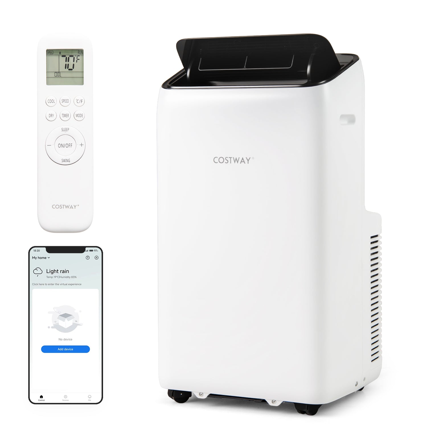 14000 BTU Inverter Portable Air Conditioner 3 in 1 Wifi Enabled AC Unit-White