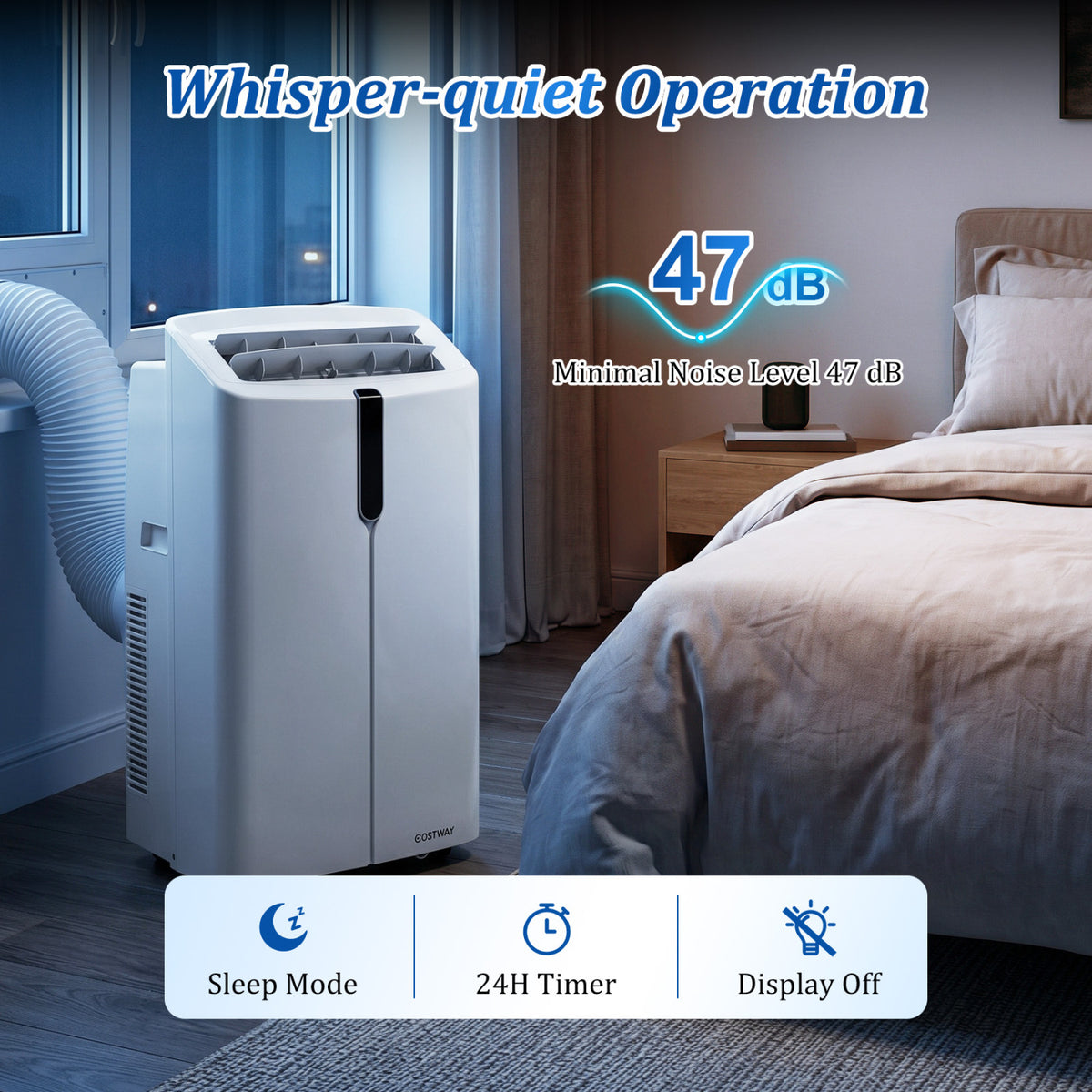 14000 BTU Smart Portable AC with APP Voice Control 47 dB for Rooms 750 Sq.Ft