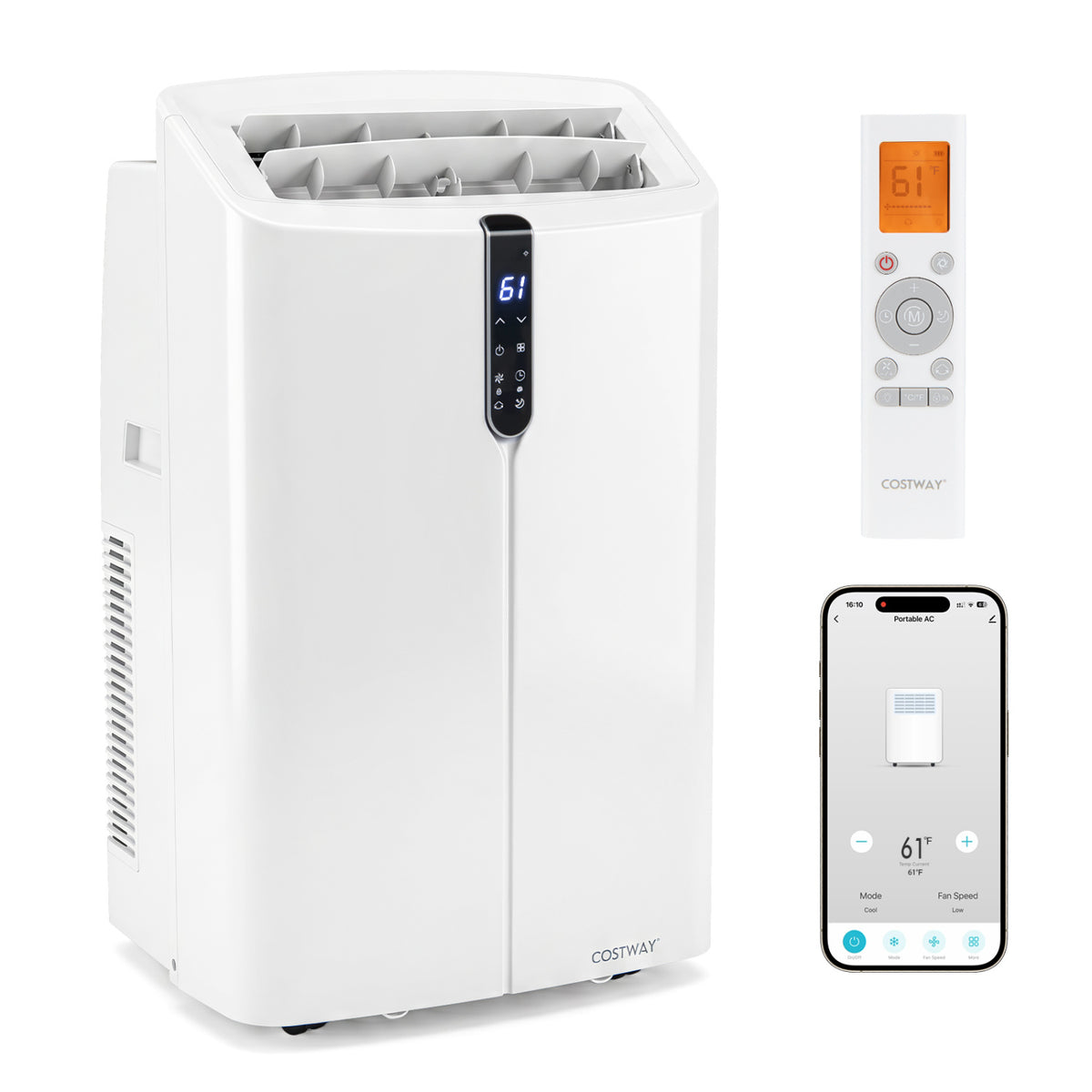 14000 BTU Smart Portable AC with APP Voice Control 47 dB for Rooms 750 Sq.Ft
