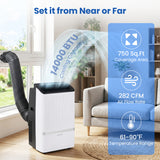 14000 BTU WiFi Enabled Portable Air Conditioner with Dehumidifier and 24H Timer-Black