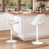 Bar Stools Set of 2 with Enlarged PU Leather Seat and Footrest