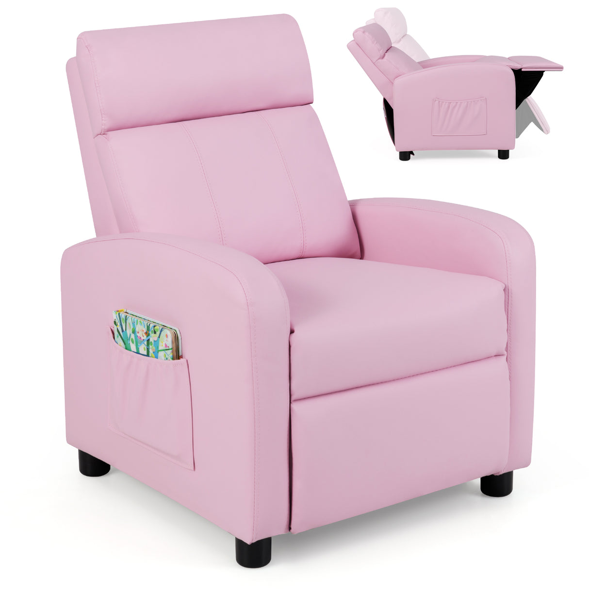 Ergonomic PU Leather Kids Recliner Lounge Sofa for 3-12 Age Group
