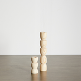 Totem Pine Wood Taper Candlestick Holder