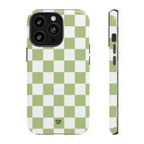 PALE OLIVE WHITE CHECKERBOARD | Tough Phone Case