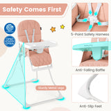 Easy Clean Compact Highchair with Removable Adjustable Tray and PU Seat Cushion