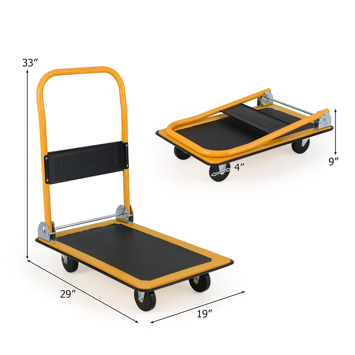 330 lbs Platform Cart Dolly Foldable Warehouse Push Hand Truck
