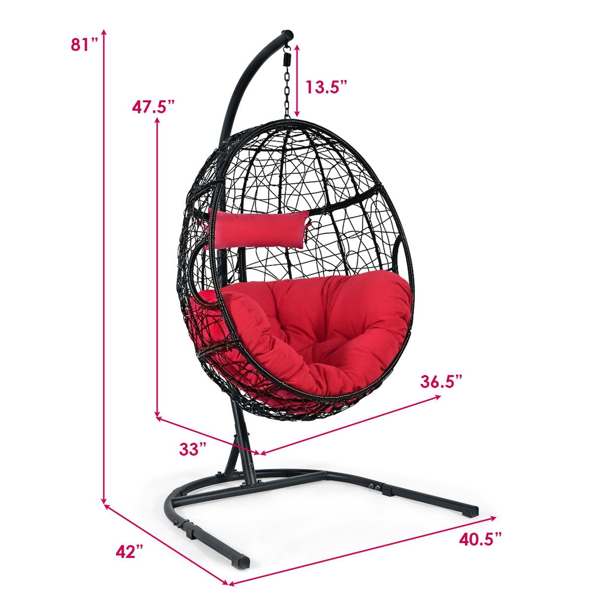 Hanging Cushioned Hammock Chair with Stand