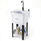 Utility Sink Laundry Tub with Rotating Faucet and Adjustable Legs