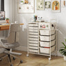 14-Drawer Rolling Storage Cart with Metal Tabletop and Pegboard