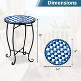 14" Floral Clover/Blooming Lotus/Bright Sunflower Mosaic Patio Accent Coffee End Table
