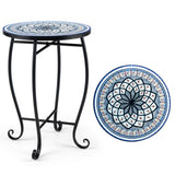14" Floral Clover/Blooming Lotus/Bright Sunflower Mosaic Patio Accent Coffee End Table