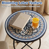 14" Floral Clover/Blooming Lotus/Bright Sunflower Mosaic Patio Accent Coffee End Table