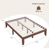 14 Inch Full Size Wood Platform Bed Frame with Wood Slat Support