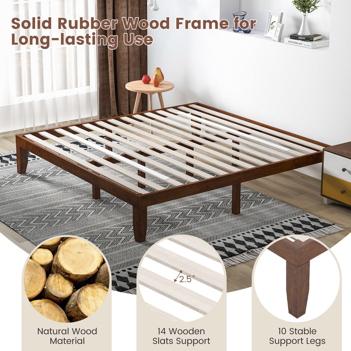 14 Inch King Size Wood Platform Bed Frame