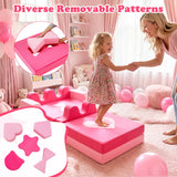 14 Piece Kids Play Couch Modular Foam Climbing Blocks for Kids 3+ Years Old-Pink