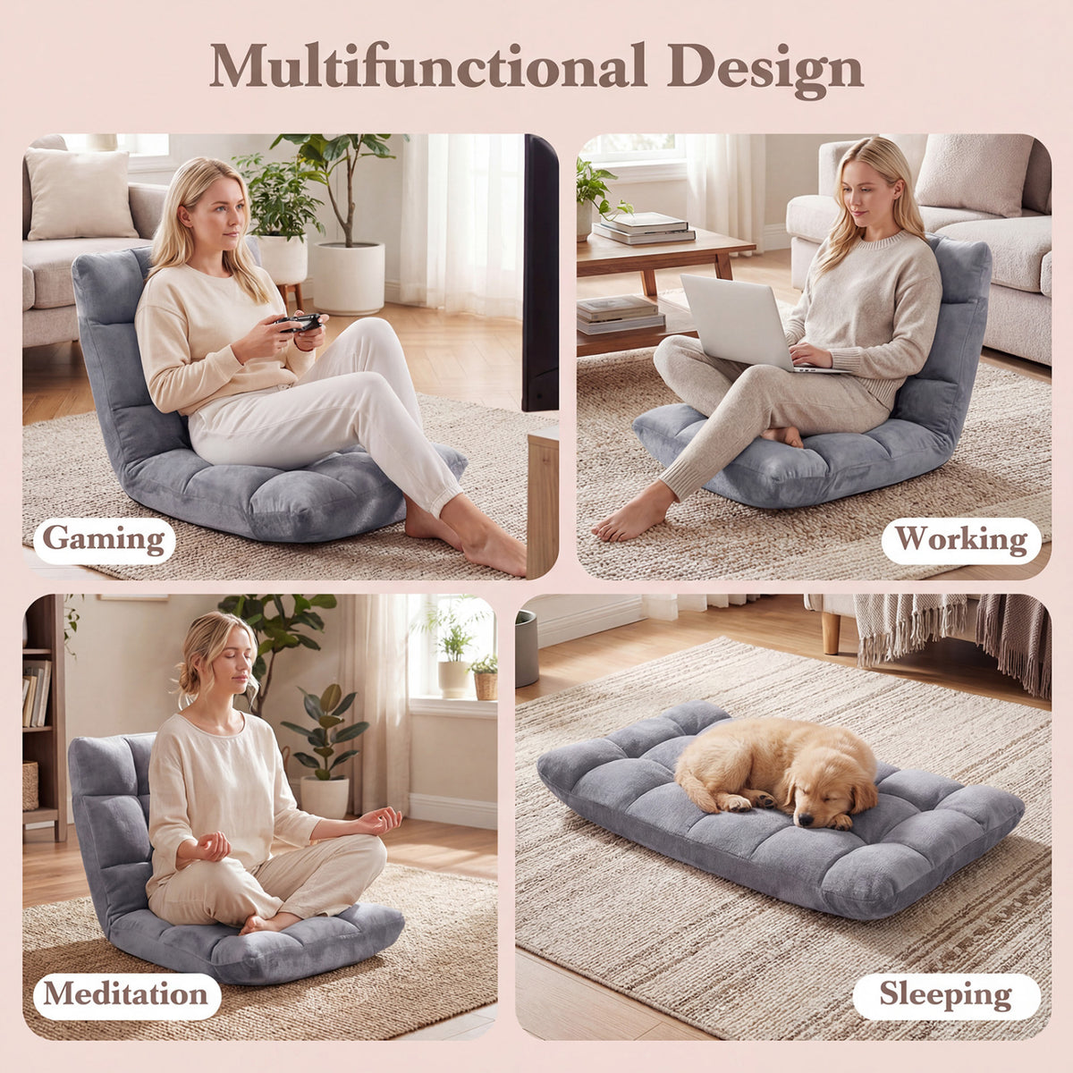 14-Position Adjustable Cushioned Floor Chair
