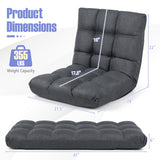 14-Position Adjustable Floor Chair for Adults with Back Support and Comfy Cushion-Gray