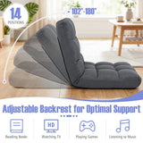 14-Position Adjustable Floor Chair for Adults with Back Support and Comfy Cushion-Gray