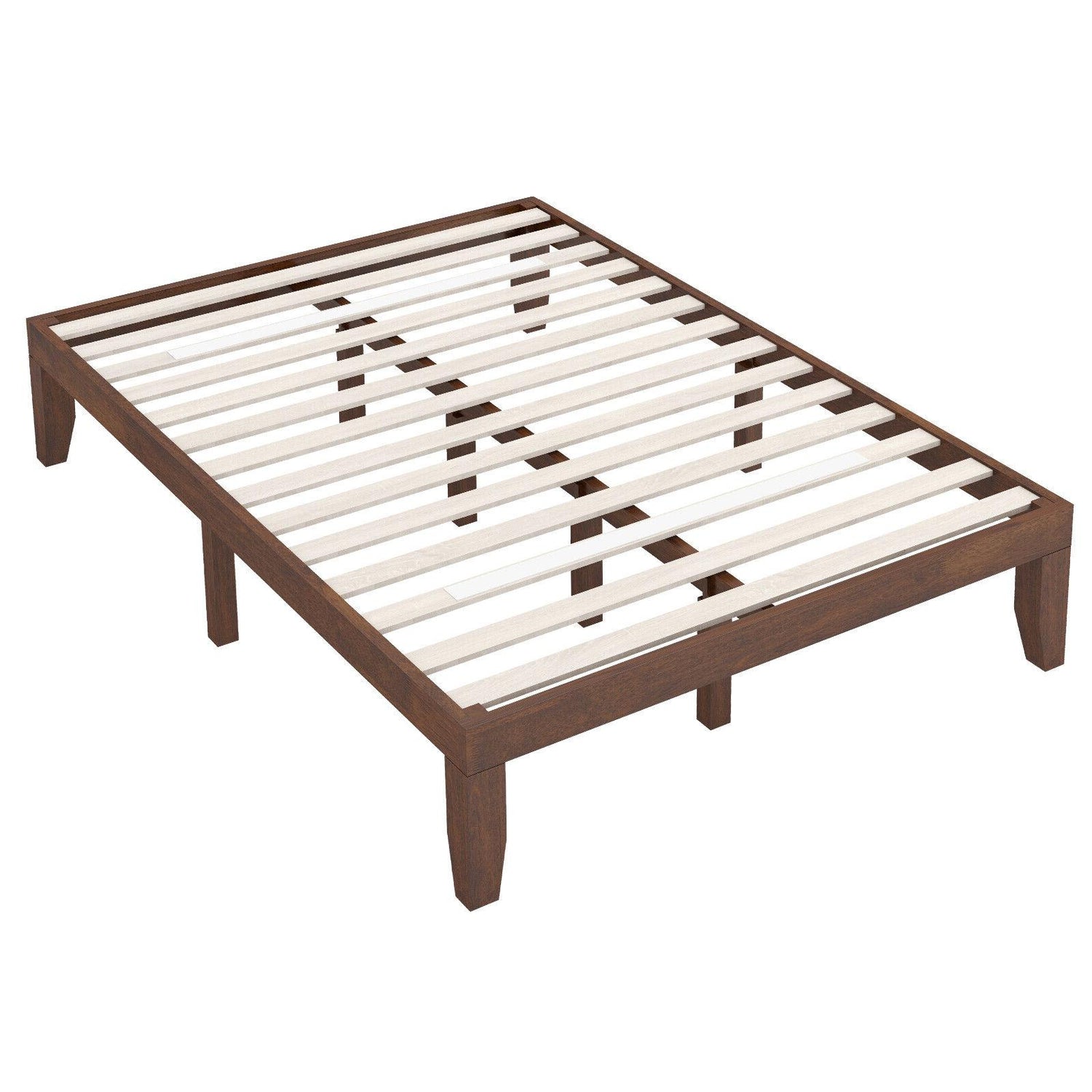 14 Inch Full Size Wood Platform Bed Frame with Wood Slat Support