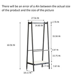 (Black) Solid Oak Wood Clothes Rack, Black Rattan Hanger Rack-clothes Rack with Shelves, Cloth Hanger Standing Garment Racks for Hanging Clothes