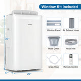 15000 BTU Inverter Portable Air Conditioner Smart Wifi Enabled Cooling and Heating Unit-White