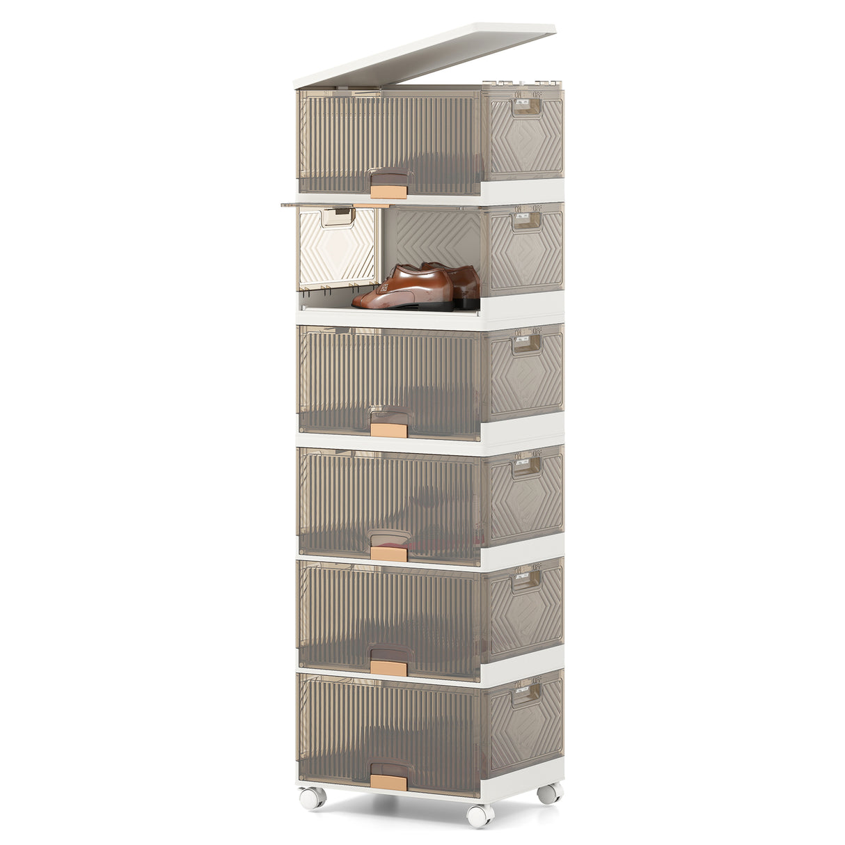3/4/5/6-Cube Stackable Storage Bins with Detachable Wheels