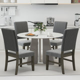 Dining Chair Set of 2 Mid-Century Modern Velvet Fabric Upholstered Chairs-Grey