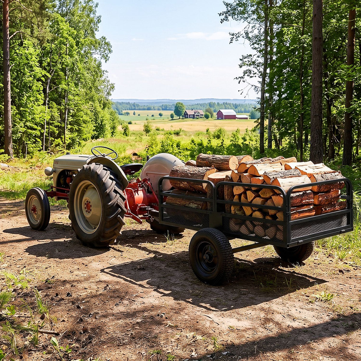 1540 LBS Capacity 17.6 Cu. Ft Heavy Duty Metal Dump Cart Trailer