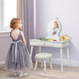 Kids Vanity Makeup Table and Chair Set Make Up Stool