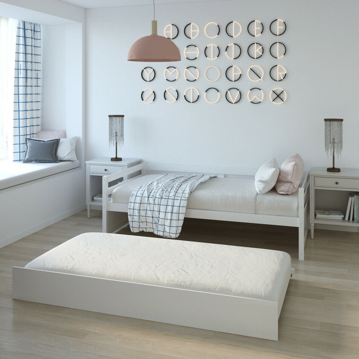 Twin Size Wooden Slat Trundle Platform