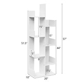 8-Tier Bookshelf Bookcase with 8 Open Compartments Space-Saving Storage Rack -White