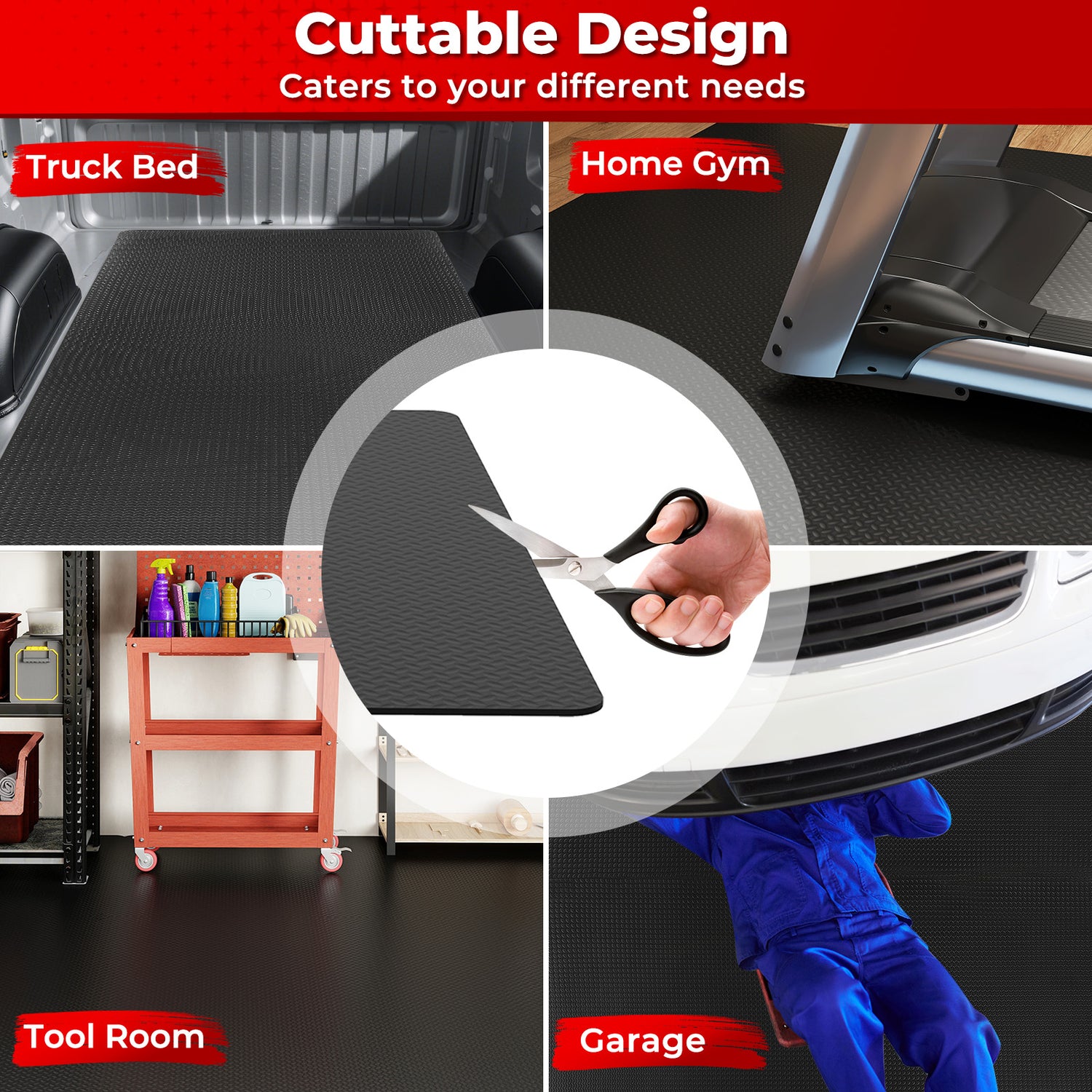 15.5 x 7.7 FT Garage Tool Mats 7 mm Thickened PE Mechanic Pads Pack of 4