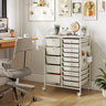 15-Drawer Rolling Storage Cart with Metal Tabletop and Pegboard