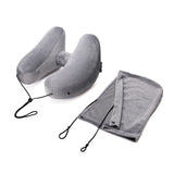 Hooded Inflatable Travel Neck Pillow