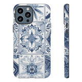 BLUE WHITE TILE | Tough Phone Case
