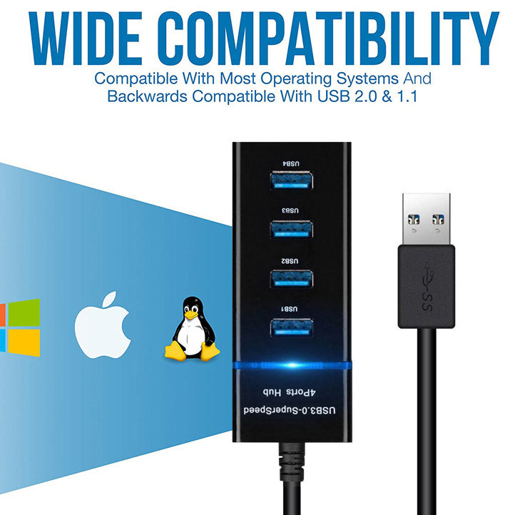 4-in-1 High-Speed USB Hub Splitter for PC and Laptop