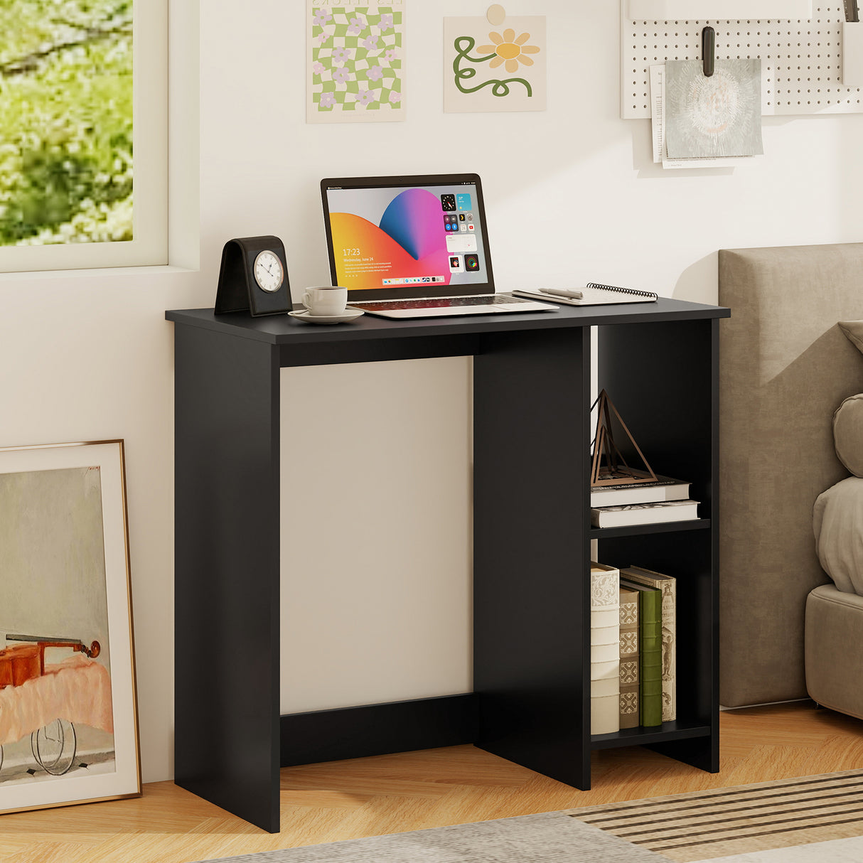 31.5 Inch  Modern Home Office Desk with 2 Compartments