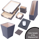 MOOG Leather Desk Set – 7-Piece Organizer-Gray