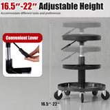 16.5"-22" Adjustable Height Seat Rolling Mechanic Stool with Wheels