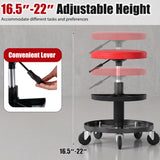 16.5"-22" Adjustable Height Seat Rolling Mechanic Stool with Wheels