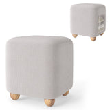 16.5 Inches Square Storage Ottoman with Solid Rubber Wood Legs-Gray