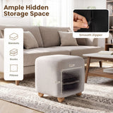 16.5 Inches Square Storage Ottoman with Solid Rubber Wood Legs-Gray