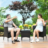 3 Pcs Outdoor Rattan Wicker Furniture Set