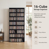 16 Compartment CD Storage Unit 54" Freestanding Open Display Shelf with 12 Removable Shelves