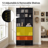 16 Compartment CD Storage Unit 54" Freestanding Open Display Shelf with 12 Removable Shelves