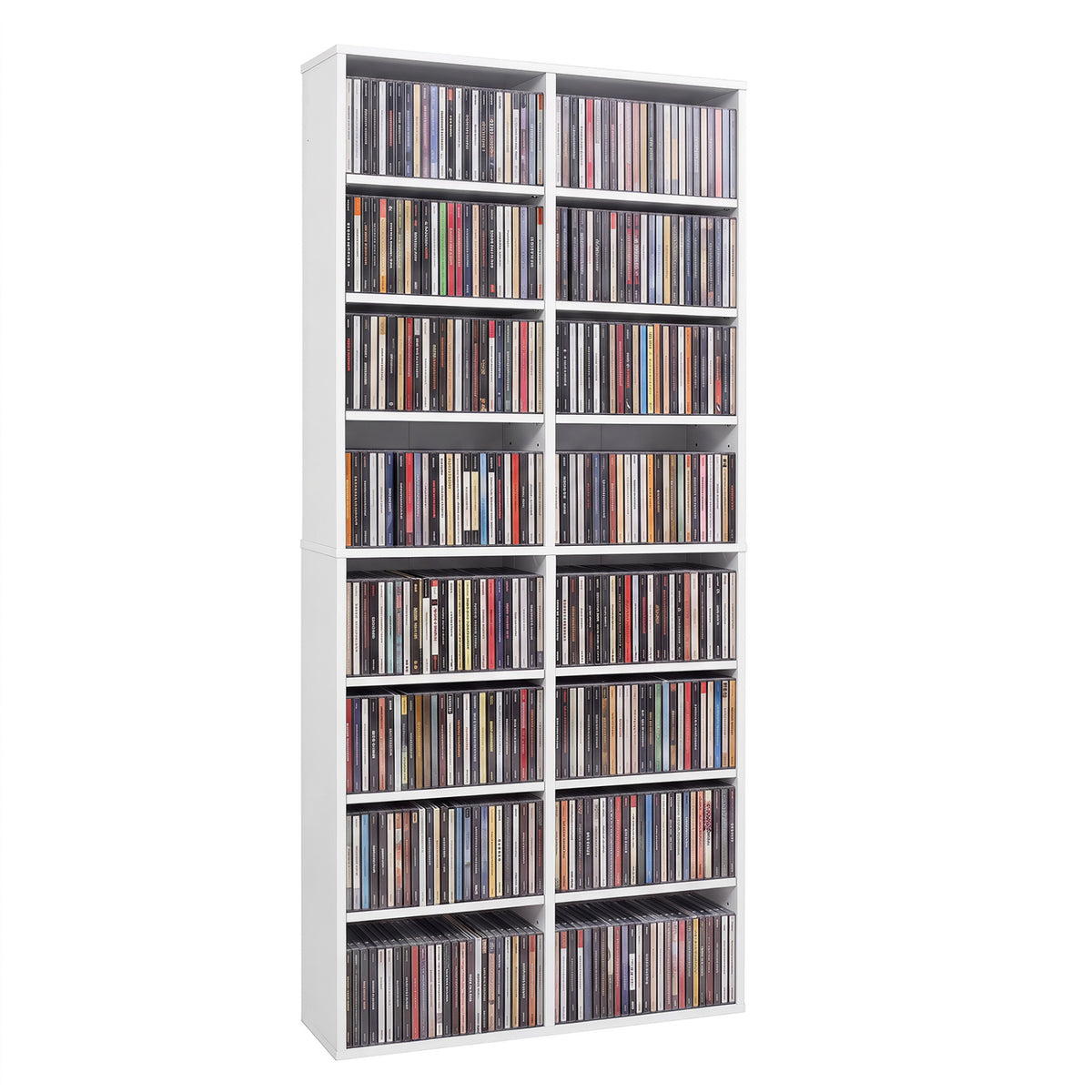 16 Compartment CD Storage Unit 54" Freestanding Open Display Shelf with 12 Removable Shelves