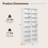 16 Compartment CD Storage Unit 54" Freestanding Open Display Shelf with 12 Removable Shelves