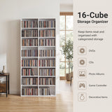 16 Compartment CD Storage Unit 54" Freestanding Open Display Shelf with 12 Removable Shelves