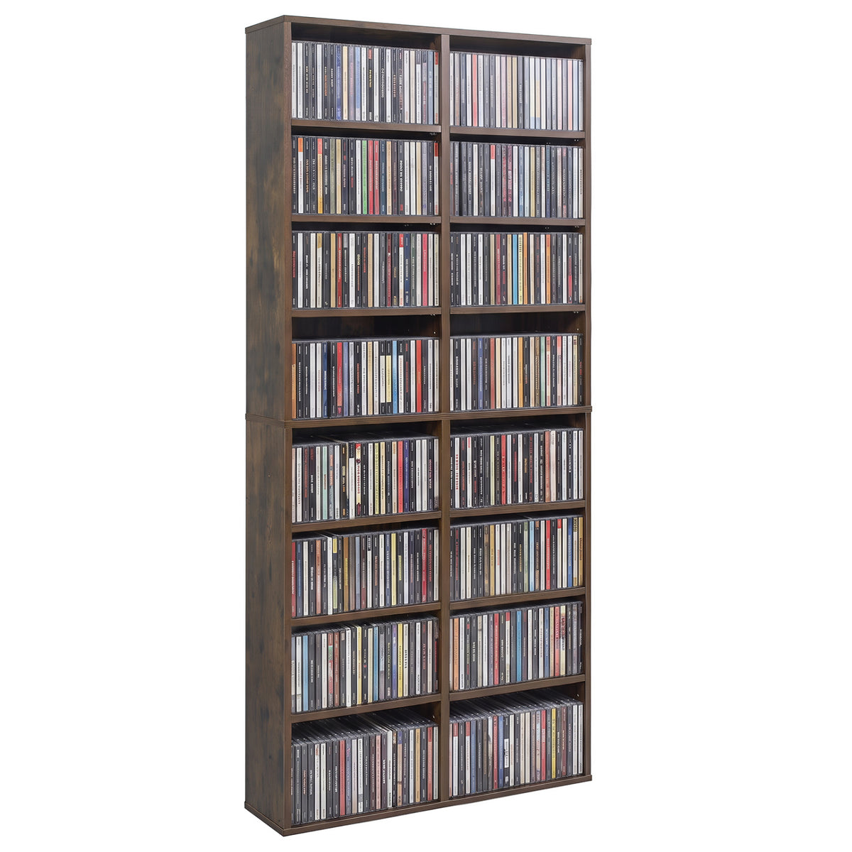 16 Compartment CD Storage Unit 54" Freestanding Open Display Shelf with 12 Removable Shelves